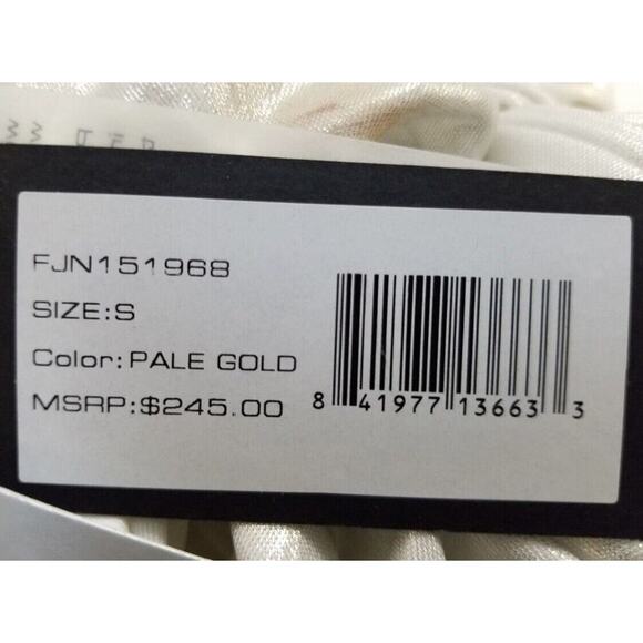 Halston Heritage Knot Drape V-Neck Mini Dress In White Gold Size: Small NWT - Picture 7 of 9